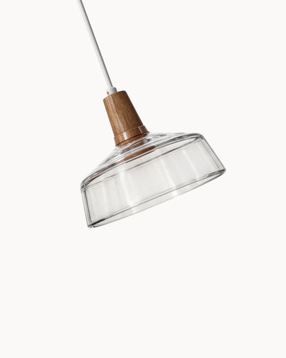 Loftlampe – Moderne nordische Glasleuchte mit Holzsockel (E27)