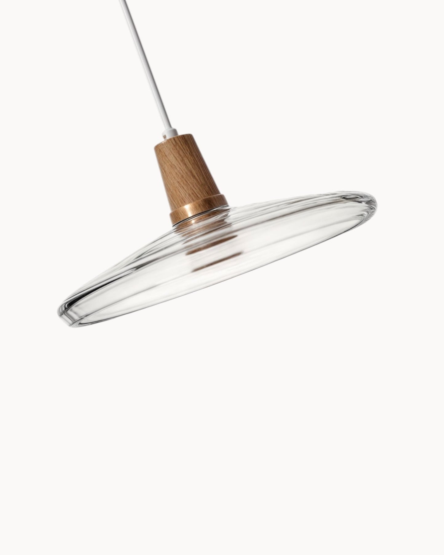 Loftlampe – Moderne nordische Glasleuchte mit Holzsockel (E27)