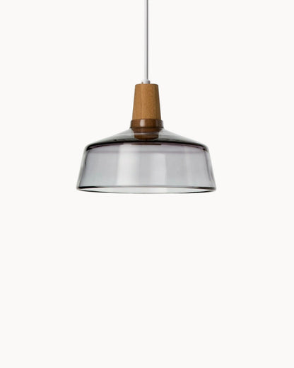 Loftlampe – Moderne nordische Glasleuchte mit Holzsockel (E27)