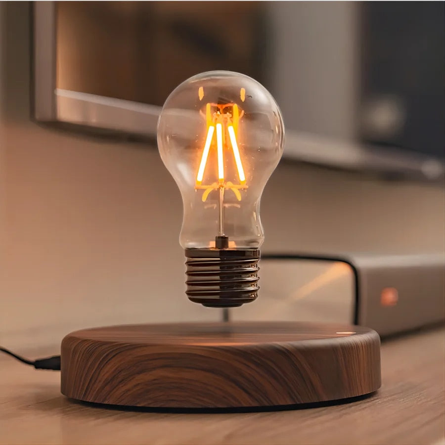 Aerolight Nova | Magnetisch schwebende LED-Glühbirne mit Holzsockel
