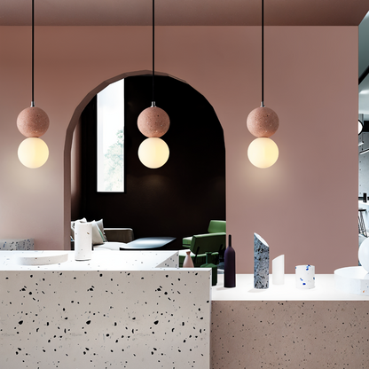 LumeGlobe – Elegante Doppelkugel-Pendelleuchte aus Glas und Metall für den Esstisch