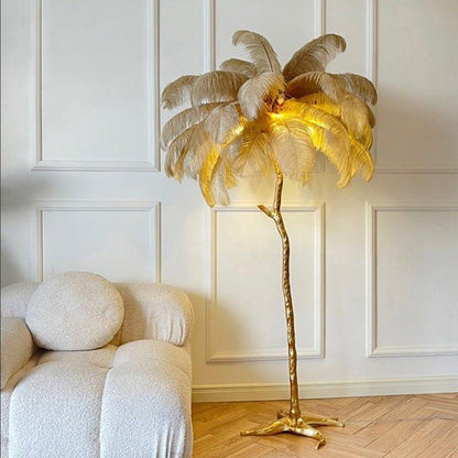 Nocturna Plumea | Stehleuchte mit Federschirm in luxuriösem Design