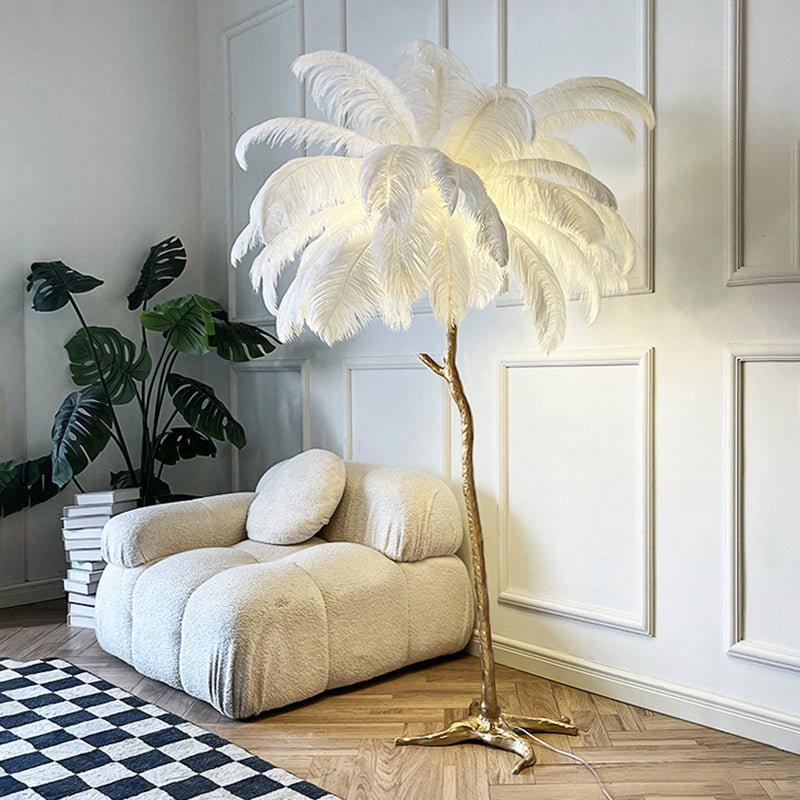 Nocturna Plumea | Stehleuchte mit Federschirm in luxuriösem Design