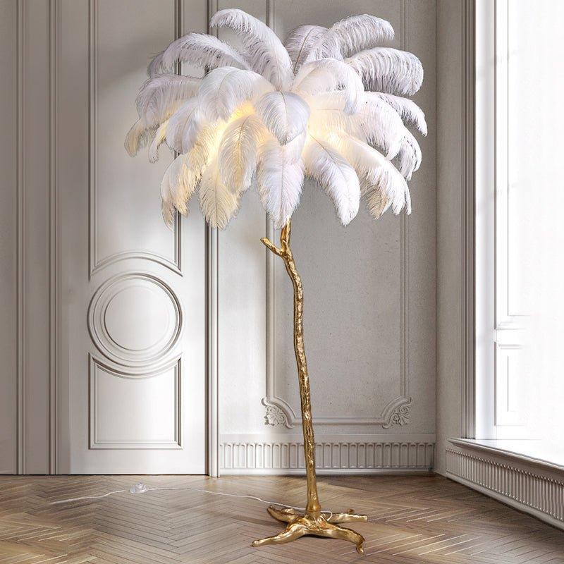 Nocturna Plumea | Stehleuchte mit Federschirm in luxuriösem Design