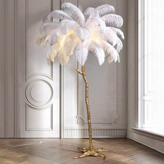 Nocturna Plumea | Stehleuchte mit Federschirm in luxuriösem Design