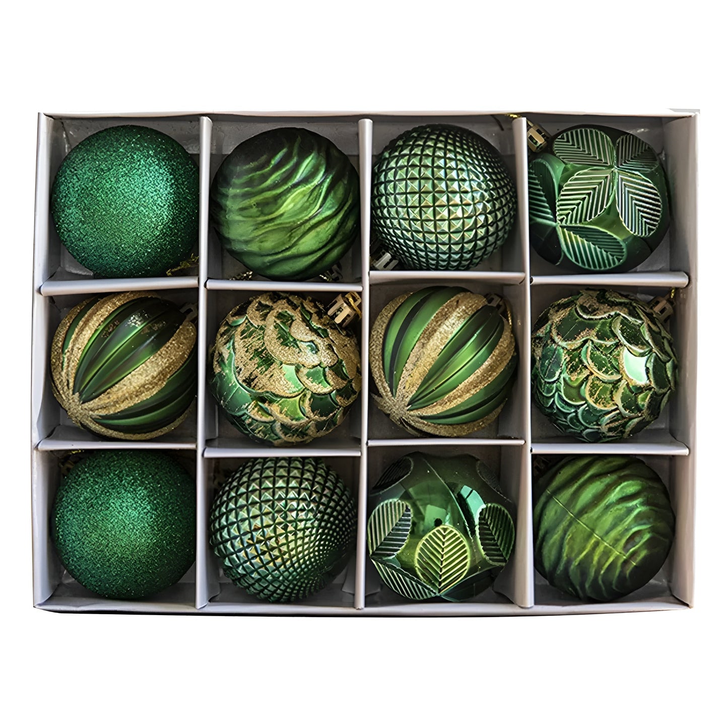 Luxuriöse Weihnachtskugeln Set | 24-teilige Christbaumkugeln | Edle Weihnachtsdeko in Grün, Silber, Rot, Rosa & Champagner