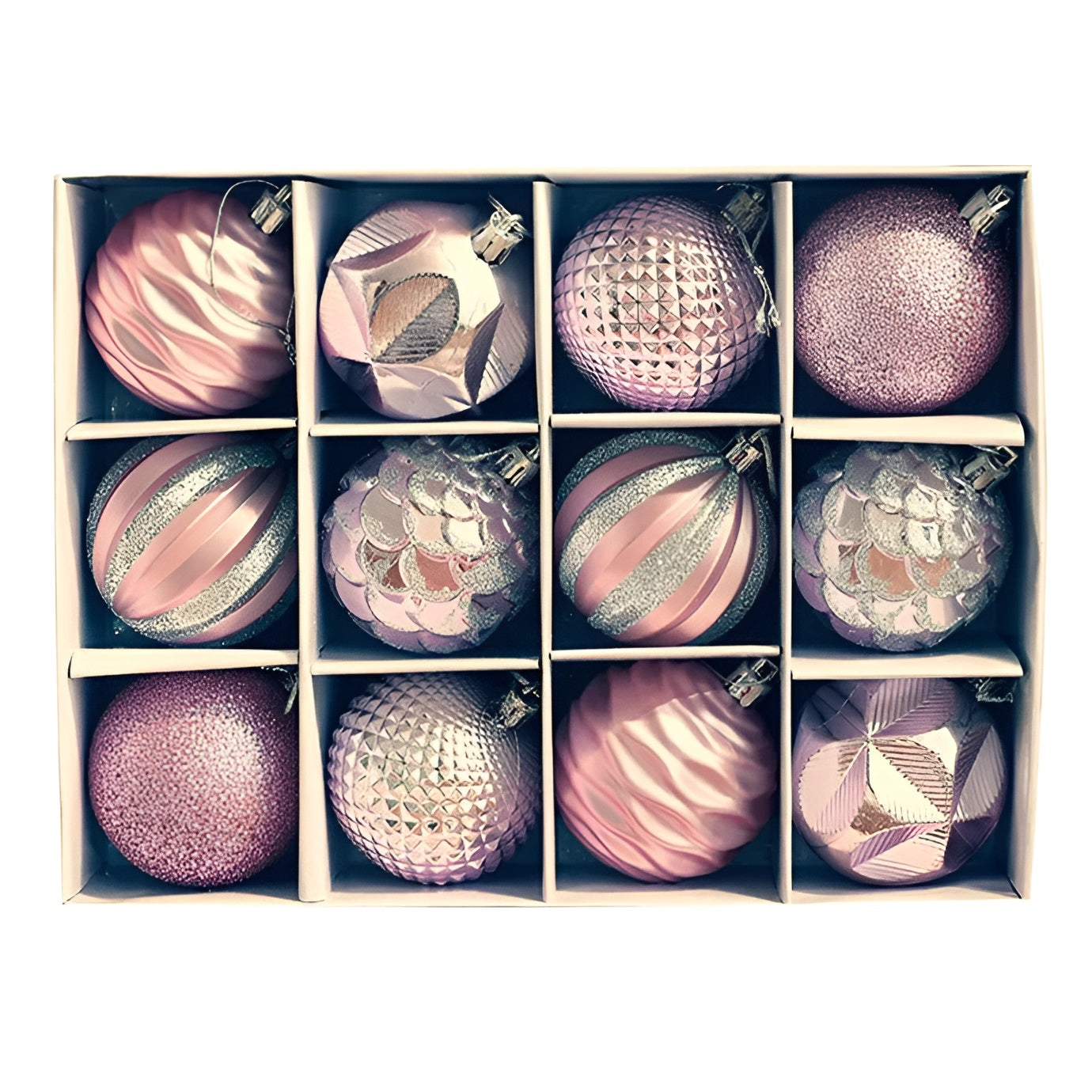 Luxuriöse Weihnachtskugeln Set | 24-teilige Christbaumkugeln | Edle Weihnachtsdeko in Grün, Silber, Rot, Rosa & Champagner