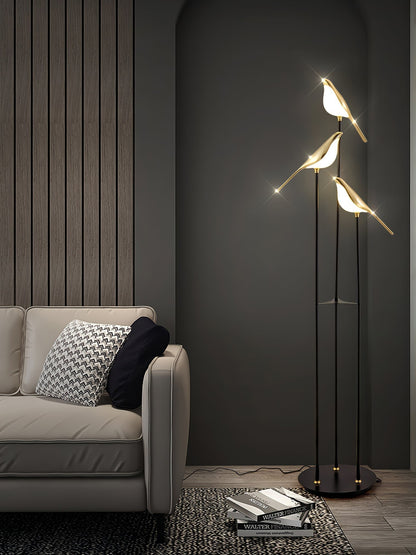 Aurevo Perch | LED-Stehleuchte mit dekorativem Vogelmotiv