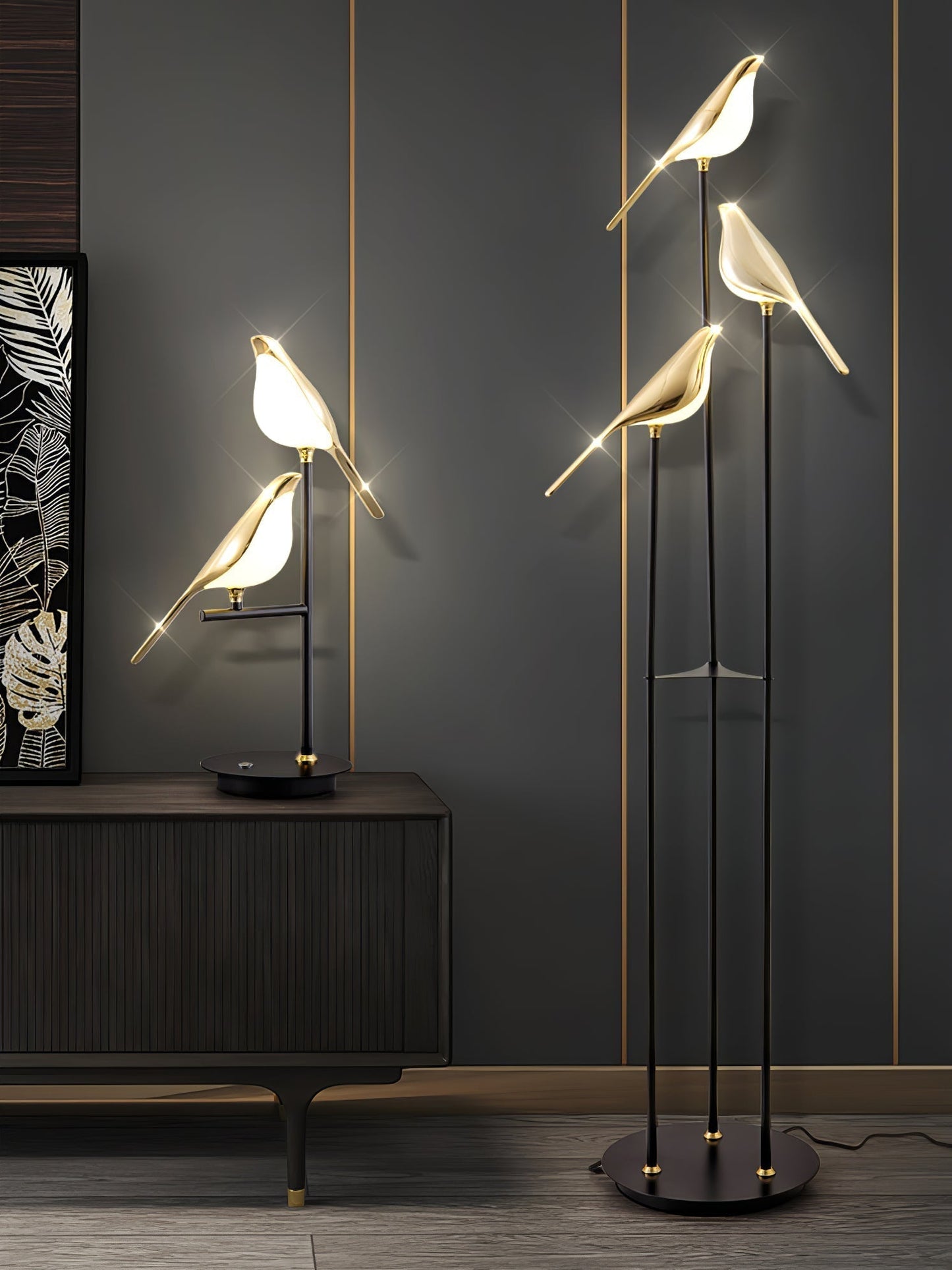 Aurevo Perch | LED-Stehleuchte mit dekorativem Vogelmotiv
