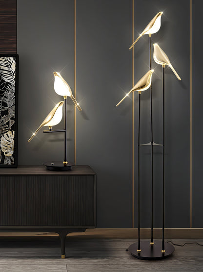 Aurevo Perch | LED-Stehleuchte mit dekorativem Vogelmotiv