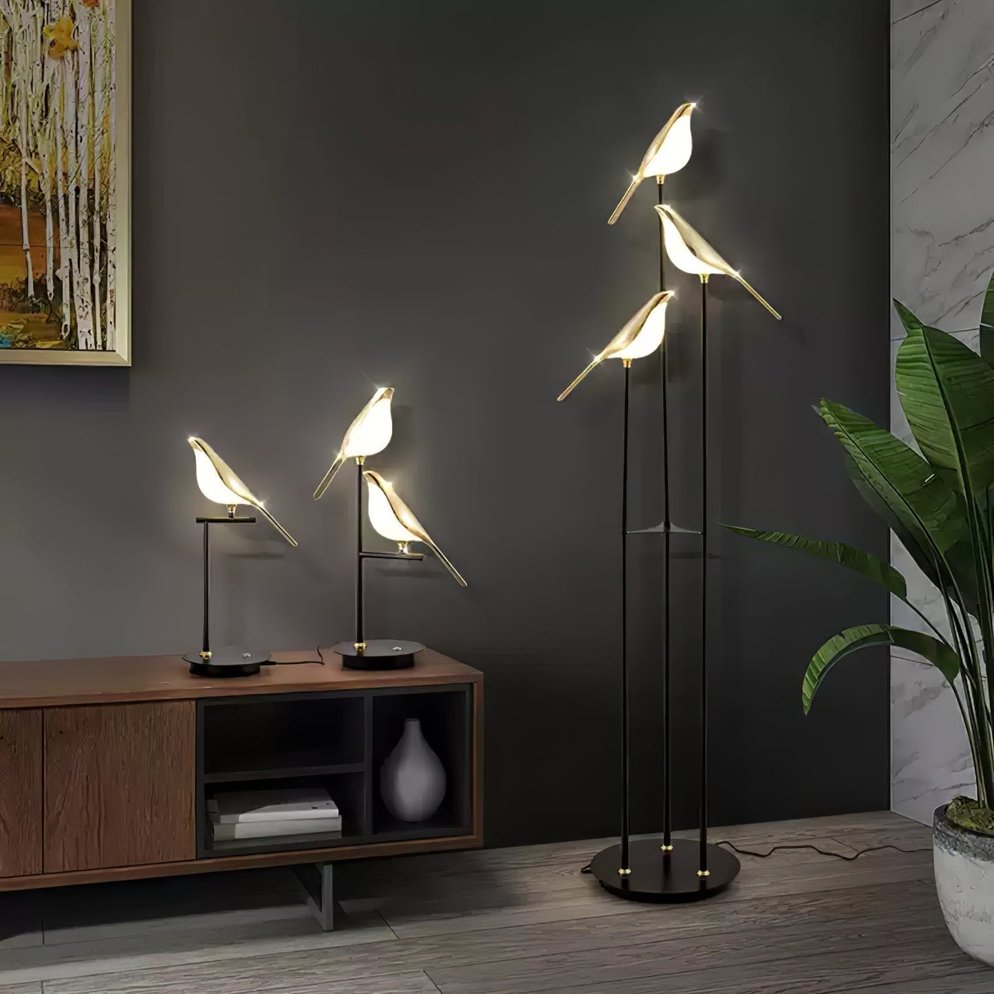 Aurevo Perch | LED-Stehleuchte mit dekorativem Vogelmotiv