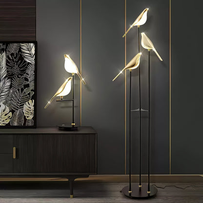 Aurevo Perch | LED-Stehleuchte mit dekorativem Vogelmotiv