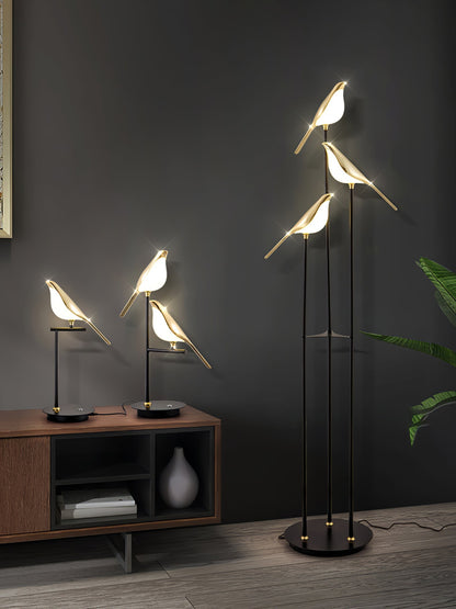 Aurevo Perch | LED-Stehleuchte mit dekorativem Vogelmotiv
