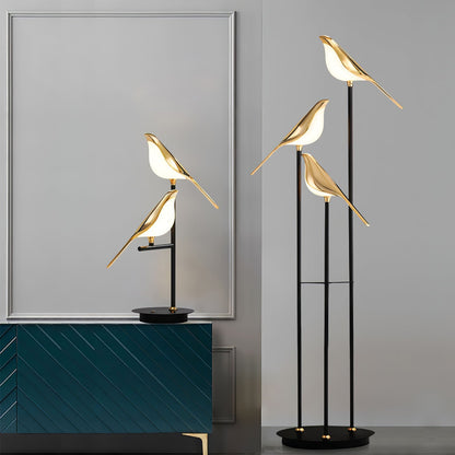 Aurevo Perch | LED-Stehleuchte mit dekorativem Vogelmotiv