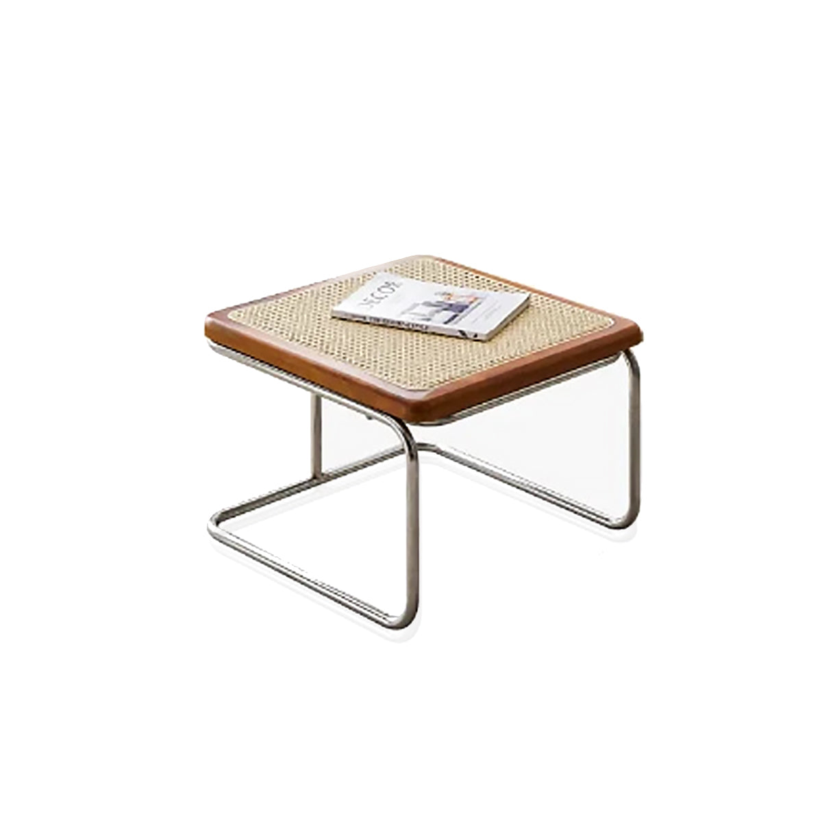 Solvia Cane | Runder Couchtisch aus Rattan mit Glasplatte im Mid-Century-Stil