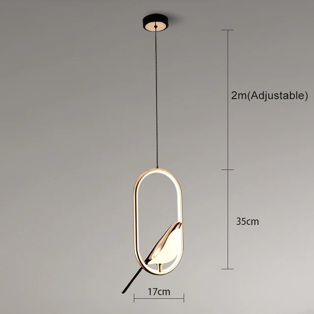 Aviora | Pendelleuchte mit goldenem Vogel und LED-Licht