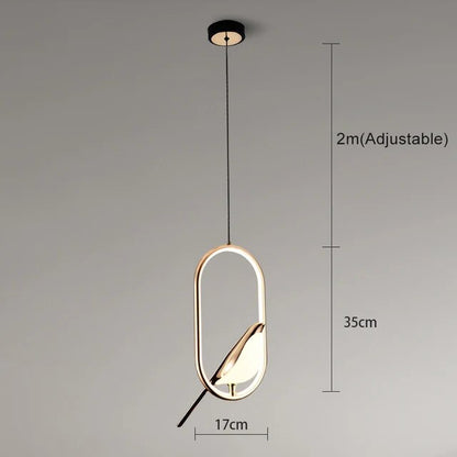 Aviora | Pendelleuchte mit goldenem Vogel und LED-Licht