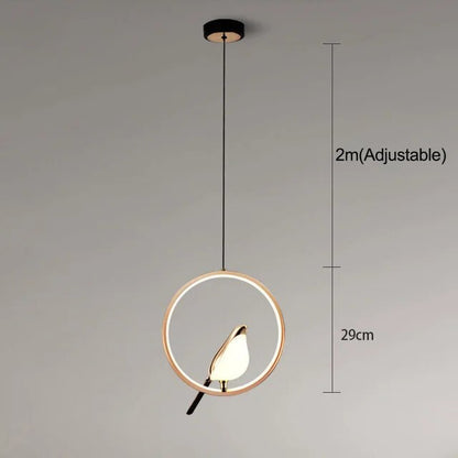 Aviora | Pendelleuchte mit goldenem Vogel und LED-Licht