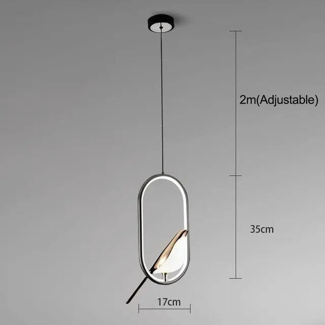 Aviora | Pendelleuchte mit goldenem Vogel und LED-Licht
