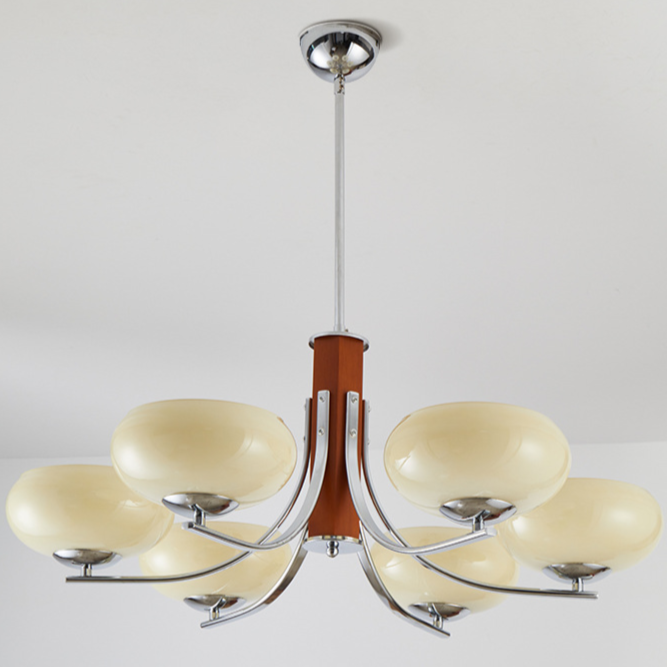 Lunaro | Bauhaus Kronleuchter mit 3/5 Opalglas-Köpfen