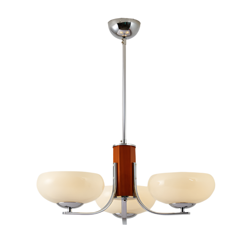 Lunaro | Bauhaus Kronleuchter mit 3/5 Opalglas-Köpfen