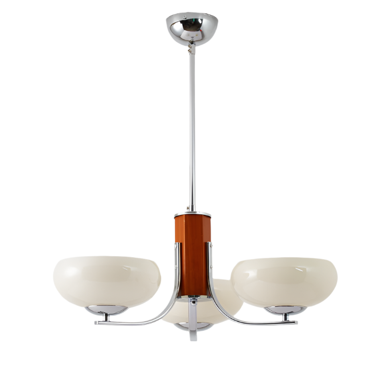 Lunaro | Bauhaus Kronleuchter mit 3/5 Opalglas-Köpfen