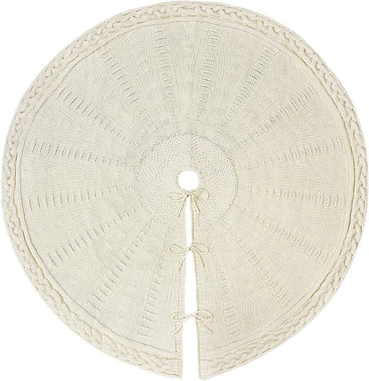 Weihnachtsbaumrock | Strick-Baumdecke aus Wolle in Rot & Weiß | Traditionelle Weihnachtsdekoration