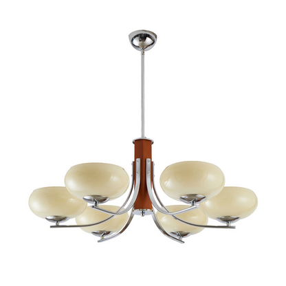 Lunaro | Bauhaus Kronleuchter mit 3/5 Opalglas-Köpfen