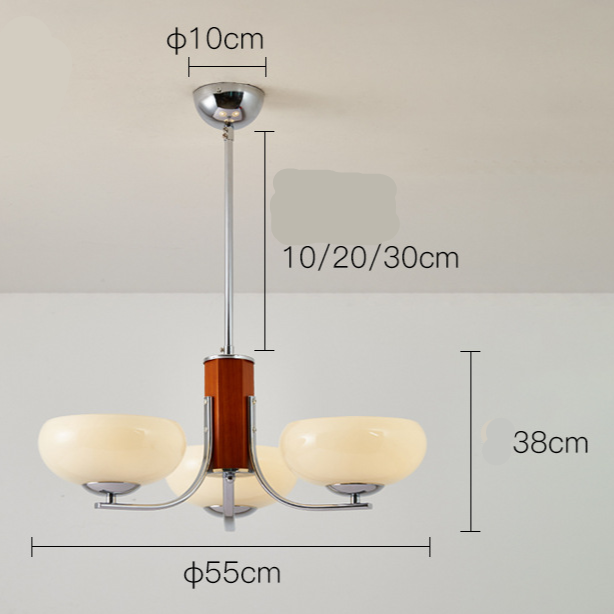 Lunaro | Bauhaus Kronleuchter mit 3/5 Opalglas-Köpfen