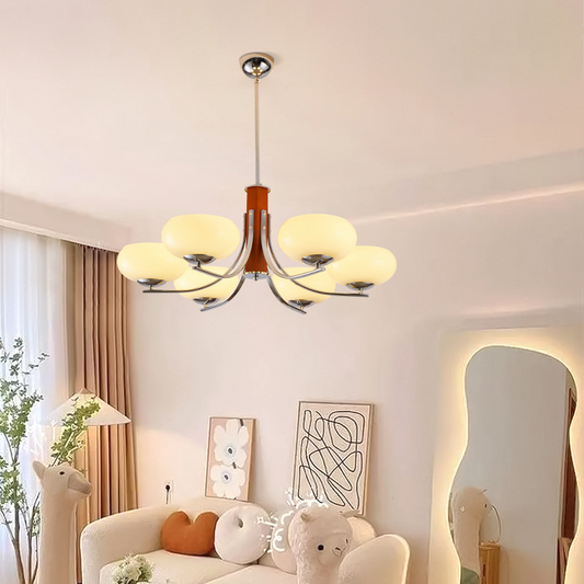 Lunaro | Bauhaus Kronleuchter mit 3/5 Opalglas-Köpfen