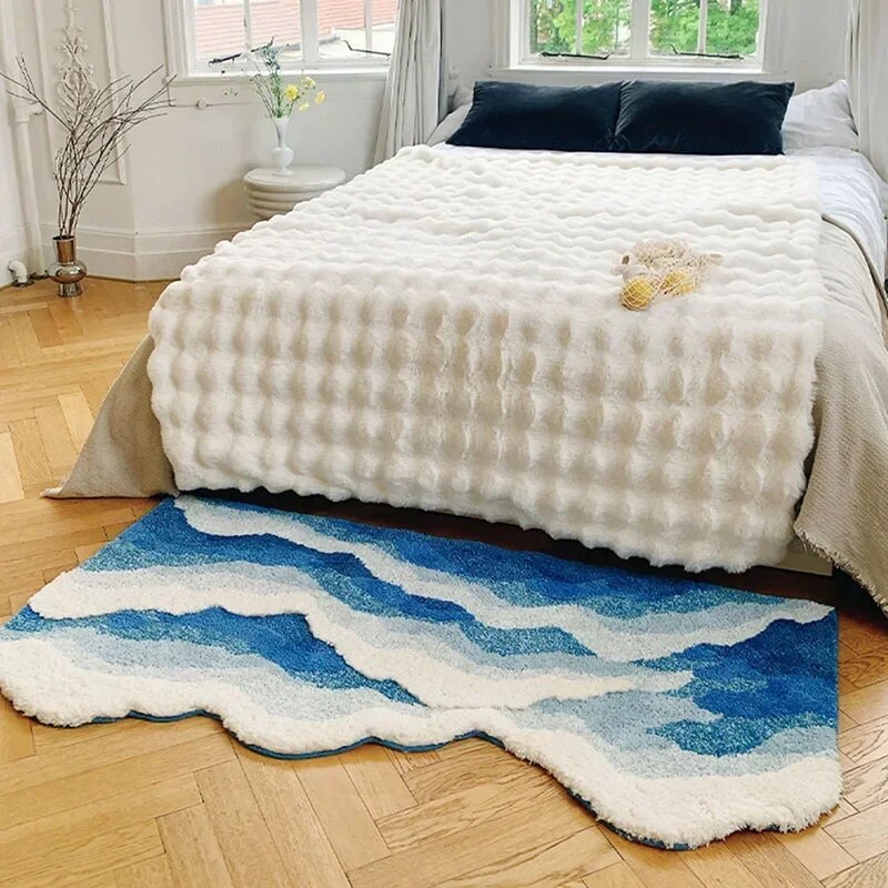 AquaWave | Modieuze vloerkleed voor thuis | Golfpatroon in zee kleuren | Zacht, onderhoudsvriendelijk & stijlvol