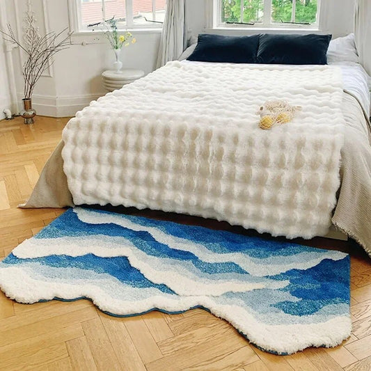 AquaWave | Modischer Teppich für Zuhause | Wellen-Design in Meeresfarben | Weich, pflegeleicht & stilvoll