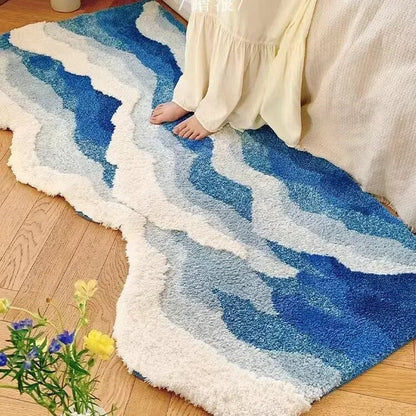 AquaWave | Modieuze vloerkleed voor thuis | Golfpatroon in zee kleuren | Zacht, onderhoudsvriendelijk & stijlvol
