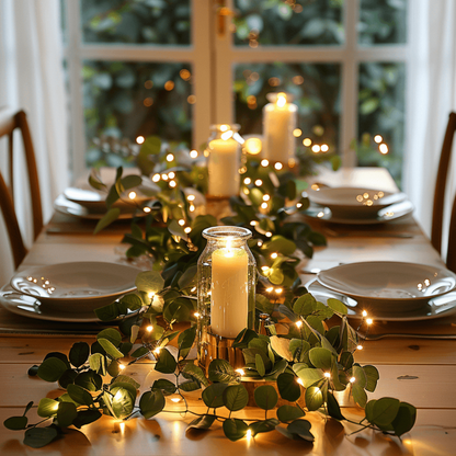 Olivenrebe mit Lichtern | Dekorative LED-Beleuchtung mit 100 Warmweißen LEDs & Timerfunktion