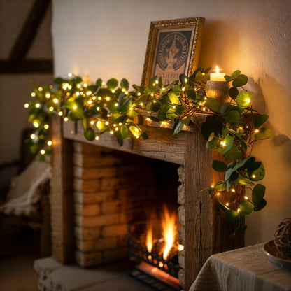 Olivenrebe mit Lichtern | Dekorative LED-Beleuchtung mit 100 Warmweißen LEDs & Timerfunktion