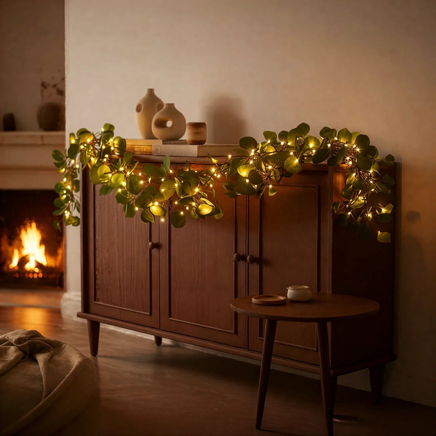 Olivenrebe mit Lichtern | Dekorative LED-Beleuchtung mit 100 Warmweißen LEDs & Timerfunktion