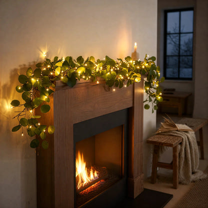 Olivenrebe mit Lichtern | Dekorative LED-Beleuchtung mit 100 Warmweißen LEDs & Timerfunktion