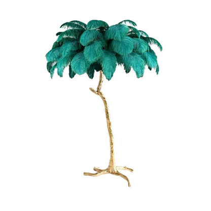 Plumora | Feder Stehleuchte mit goldenem Sockel