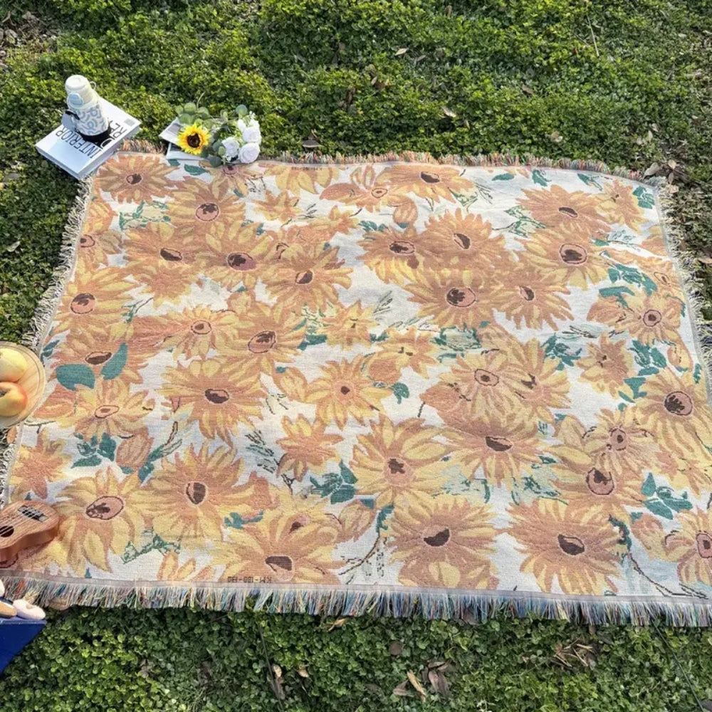 Picknickdecke Blumen | Outdoor & Strand | 180x130 cm | Mikrofaser-Mix