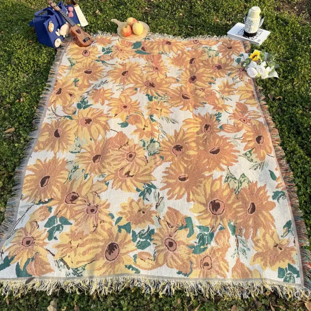 Picknickdecke Blumen | Outdoor & Strand | 180x130 cm | Mikrofaser-Mix