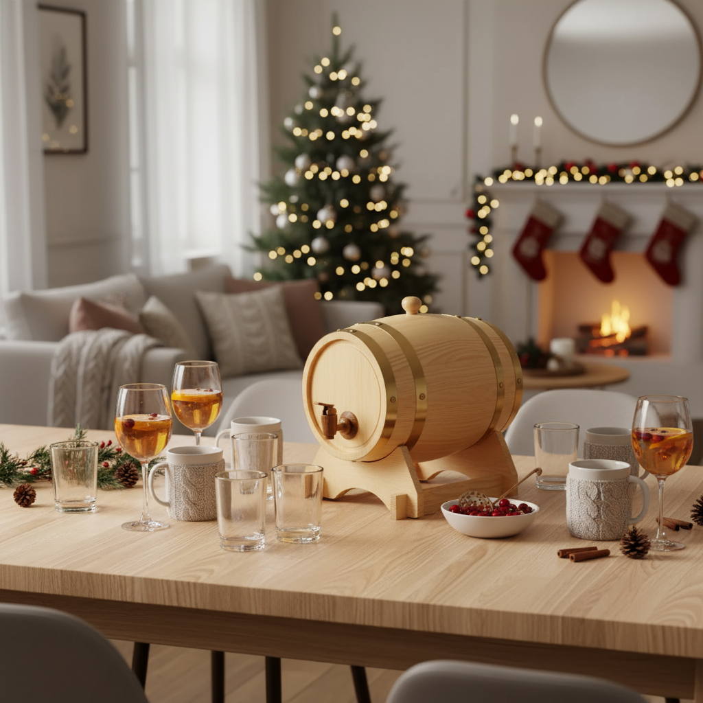 Weinfass aus Holz | Vintage Bierfass 1,5L / 3L / 5L | Rustikaler Bier- & Weinkrug für Weihnachten & Oktoberfest