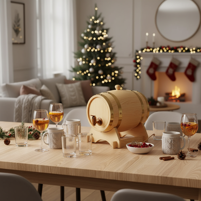 Weinfass aus Holz | Vintage Bierfass 1,5L / 3L / 5L | Rustikaler Bier- & Weinkrug für Weihnachten & Oktoberfest