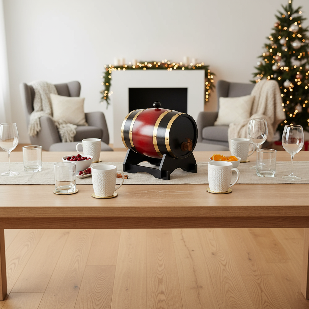 Weinfass aus Holz | Vintage Bierfass 1,5L / 3L / 5L | Rustikaler Bier- & Weinkrug für Weihnachten & Oktoberfest