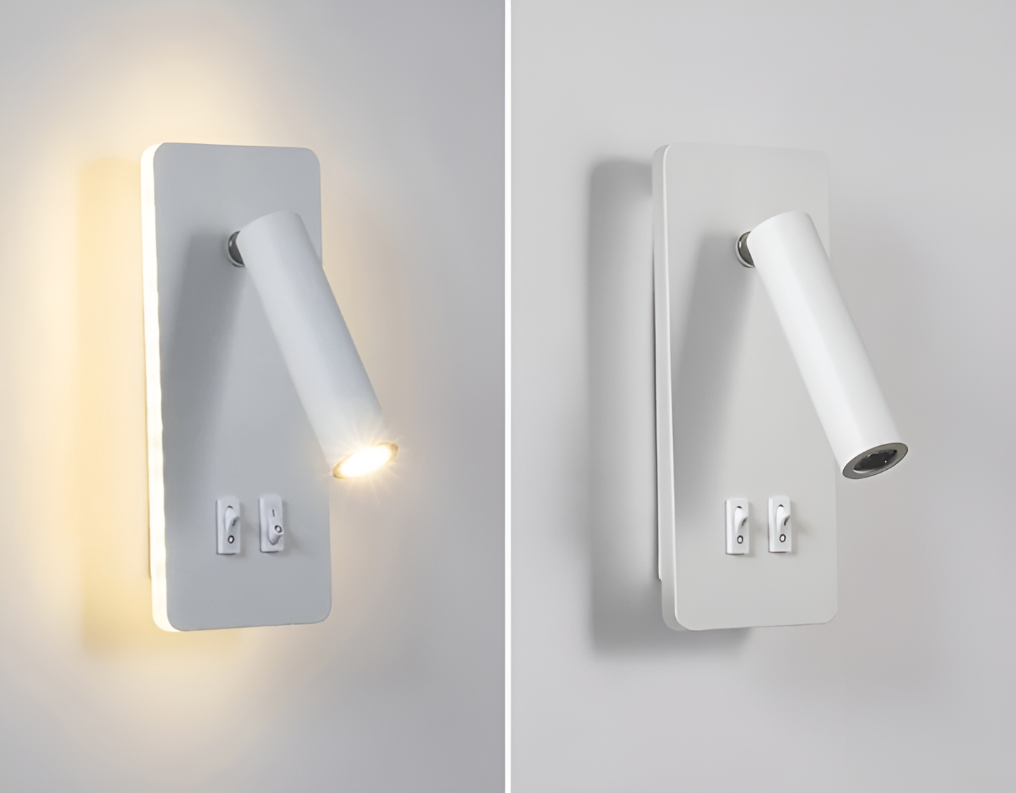 Minimalistyczna cylindryczna lampa ścienna | Podwójny włącznik | LED światło z żelaza