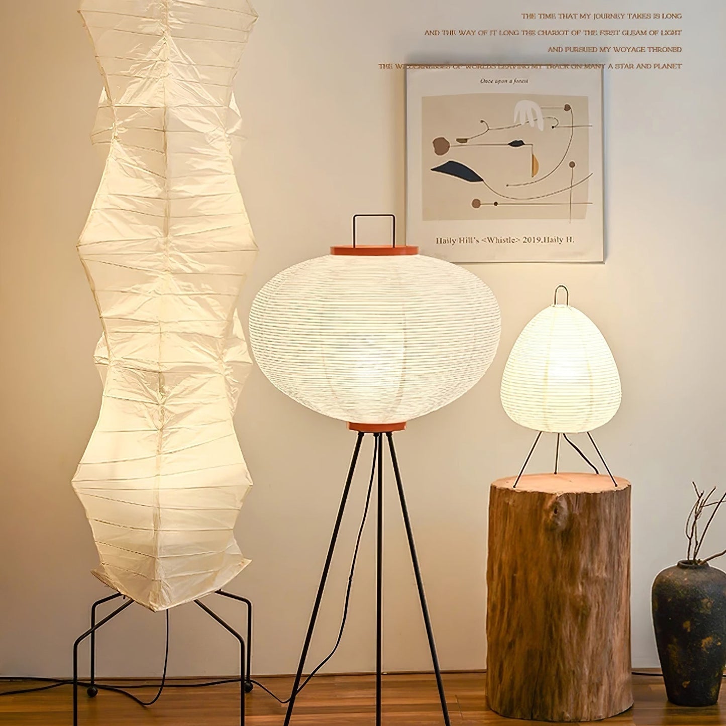 Lunora Haze | Skulpturale Stehlampe aus Reispapier im Japandi-Stil