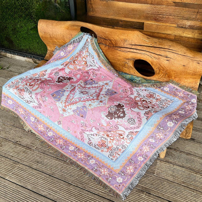 Boho Azteken Plaid-Decke | Wendbares Muster | Sofa & Bett | Mikrofaser-Mix