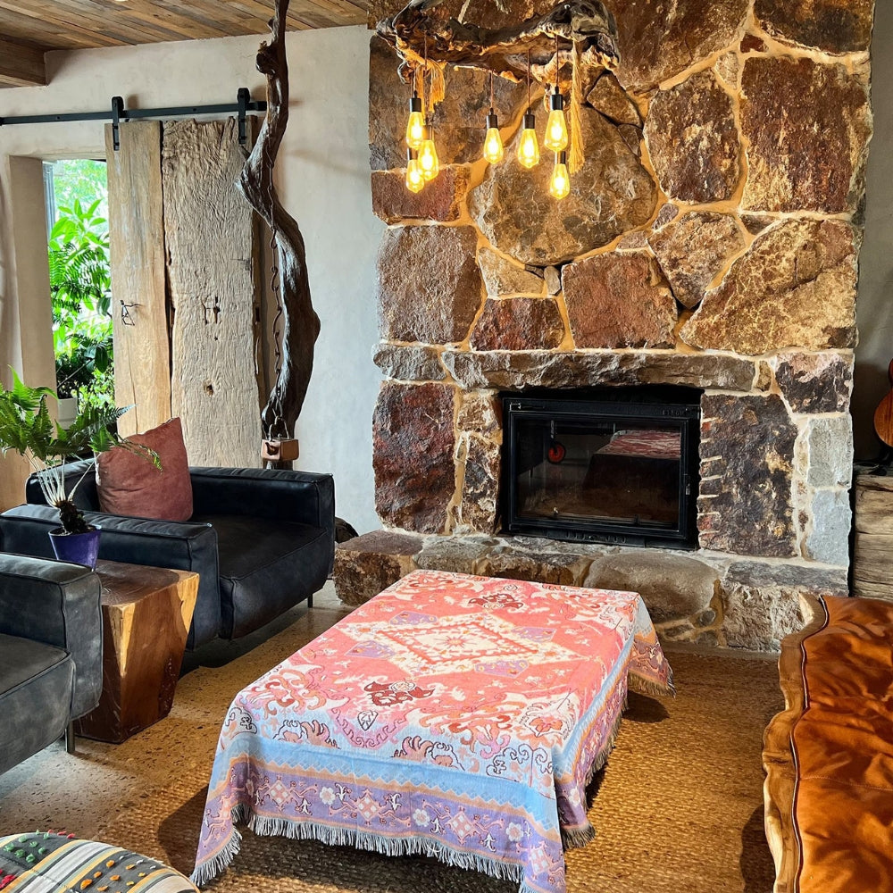 Boho Azteken Plaid-Decke | Wendbares Muster | Sofa & Bett | Mikrofaser-Mix