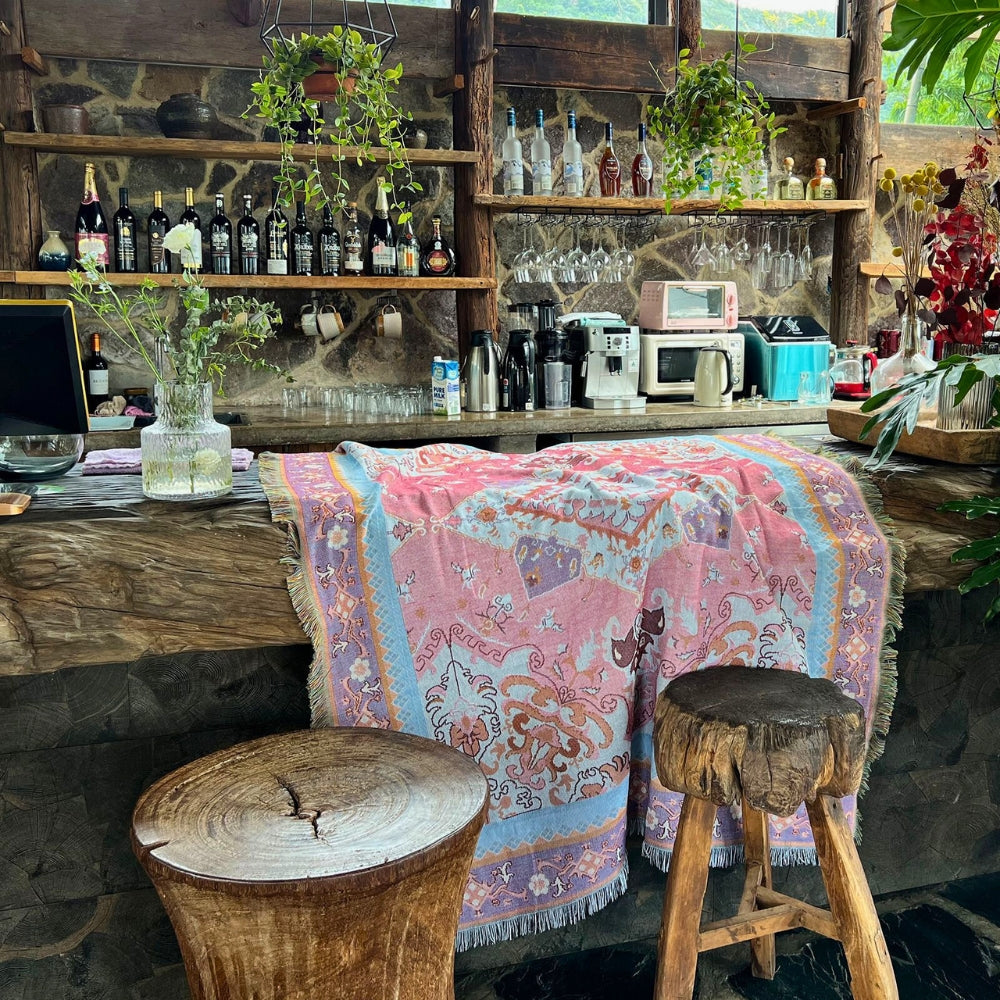 Boho Azteken Plaid-Decke | Wendbares Muster | Sofa & Bett | Mikrofaser-Mix