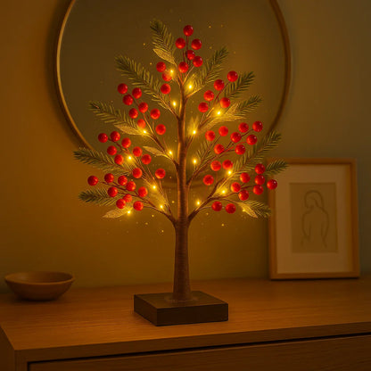 Roter Beerenblütenbaum | LED-bonsai met warmwit licht | flexibel vormbare decoratieve boom voor thuis & cadeau-ideeën
