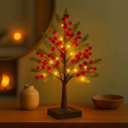 Roter Beerenblütenbaum | LED-bonsai met warmwit licht | flexibel vormbare decoratieve boom voor thuis & cadeau-ideeën